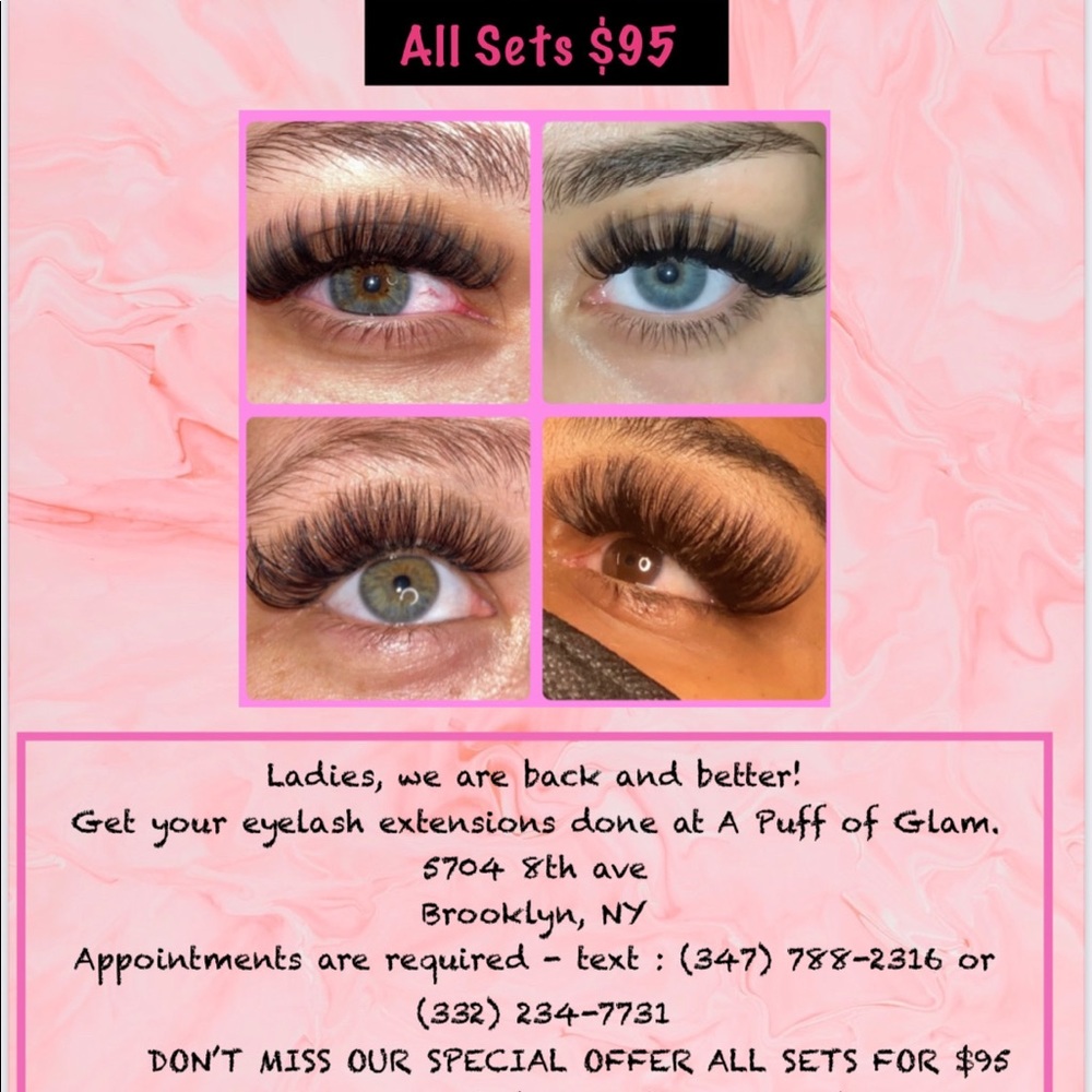 Come get your eyelashes and don’t miss our holiday special! All sets $95